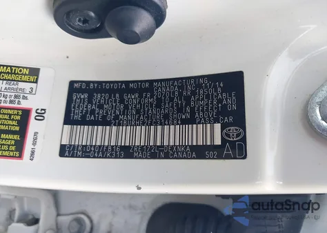 2015 Toyota Corolla Le из США, поврежденный, VIN 2T1BURHE2FC314684